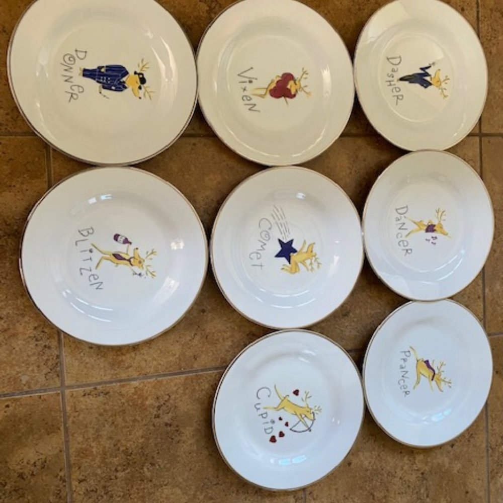 Pottery Barn Reindeer Plates 8 1/2"